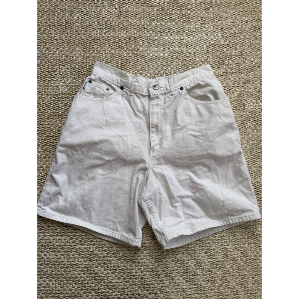 Vintage Chic White Denim High Waisted‎ Mom Shorts Womens Size 12 90's